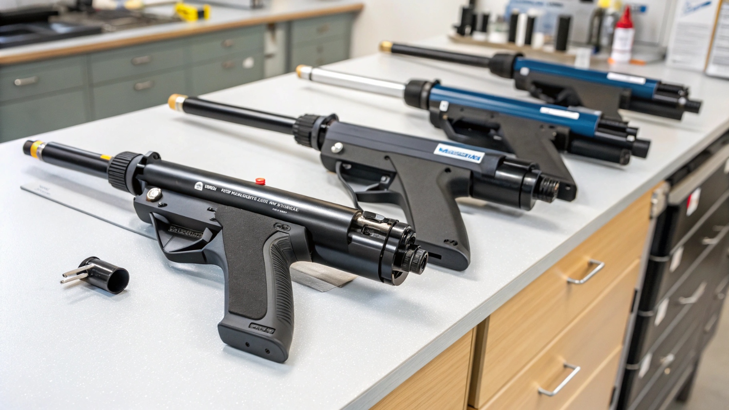 Ручные, пневматические и аккумуляторные пистолеты для двухкомпонентных картриджей