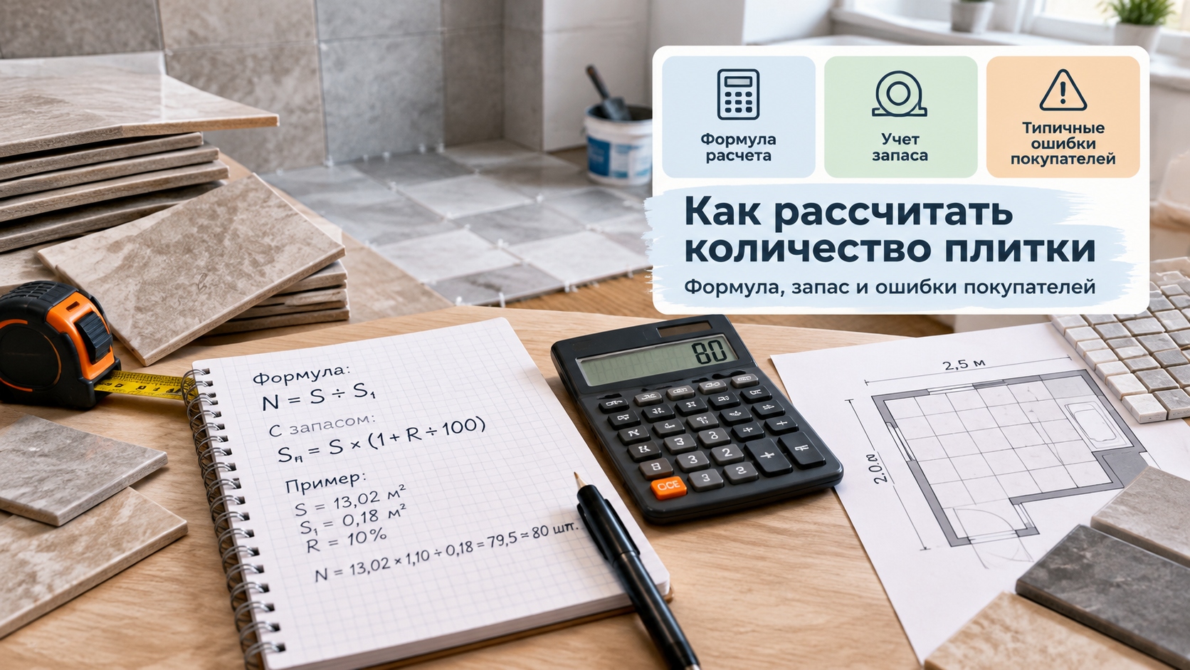Как рассчитать количество плитки: формула, запас и ошибки покупателей