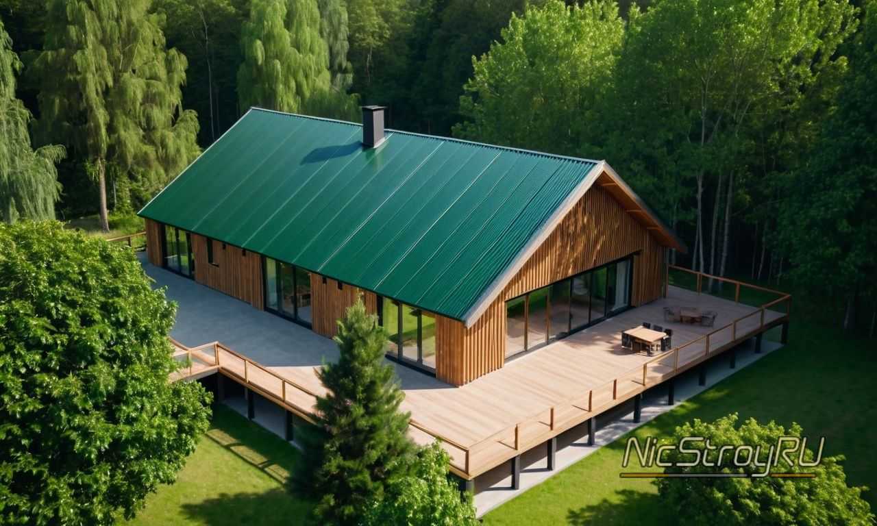 Комбинация дранки и зелёной кровли