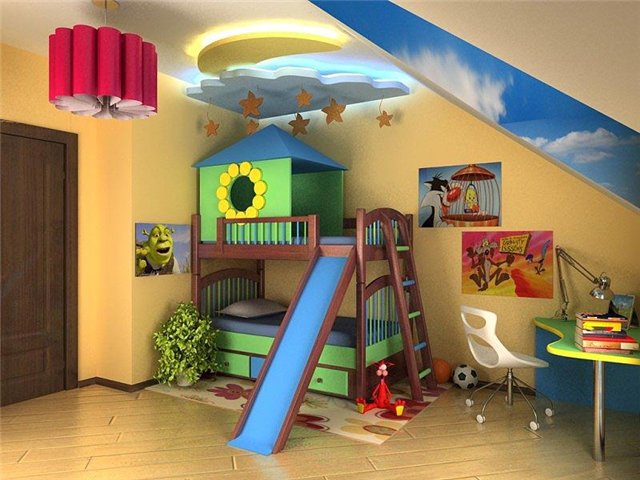 Дизайн потолка в детской