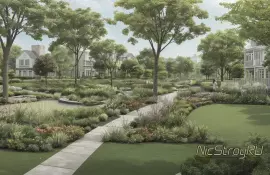 Осенние кустарники с яркой листвой