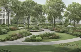 Резная листва и цветущие растения