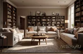 Подвесные полки в гостиной: легкость и практичность